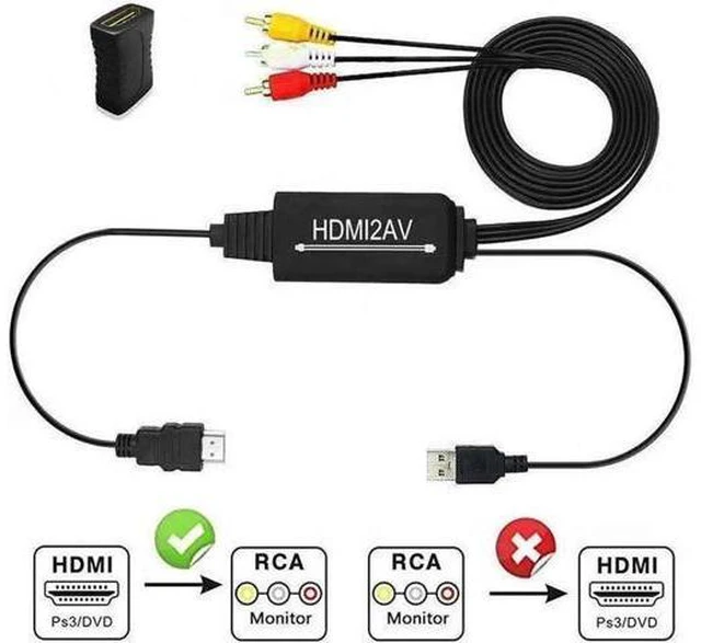 Alt view image 7 of 7 - 2M HDMI to RCA Cable Converter HDMI to AV Converter 1080P 3RCA Cvbs Composite Vi