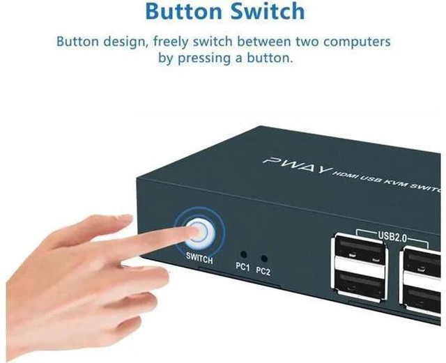 Alt view image 2 of 7 - Aomoproing KVM Switch HDMI, UHD 4K @30Hz, HDMI KVM Switch 2 Port with 4 USB 2.0,