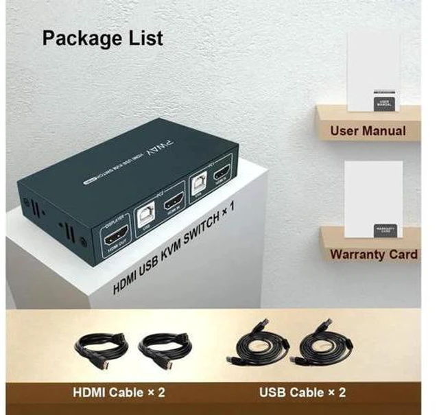 Alt view image 5 of 7 - Aomoproing KVM Switch HDMI, UHD 4K @30Hz, HDMI KVM Switch 2 Port with 4 USB 2.0,