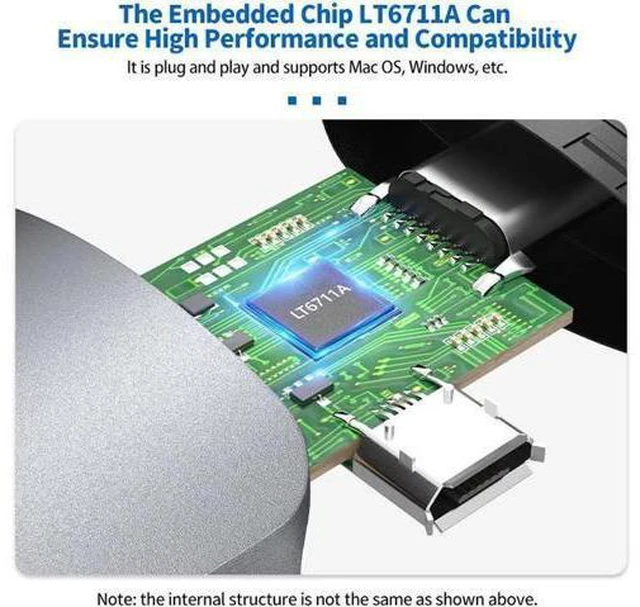 Alt view image 3 of 7 - 4K 60Hz HDMI Male to USB-C Female Adapter Type C USB 3.1 Monitor Input to HDMI-O