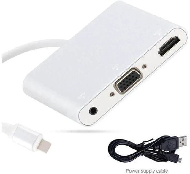 Main image of est Aluminium Alloy Video Adapter For 8 pin to HDMI tv VGA Audio Converter For i