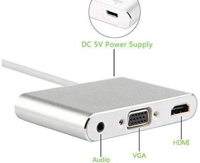 Alt view image 2 of 4 - est Aluminium Alloy Video Adapter For 8 pin to HDMI tv VGA Audio Converter For i