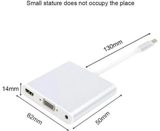Alt view image 3 of 4 - est Aluminium Alloy Video Adapter For 8 pin to HDMI tv VGA Audio Converter For i