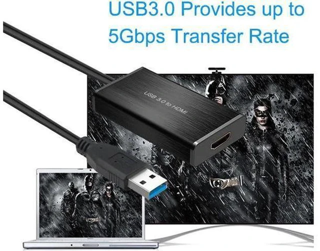 Alt view image 5 of 6 - USB 3.0 To HDMI Video Adapter 1080P Metal Shell AV Sync USB3.0 To HDMI External
