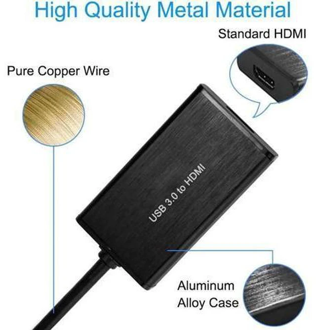 Alt view image 6 of 6 - USB 3.0 To HDMI Video Adapter 1080P Metal Shell AV Sync USB3.0 To HDMI External