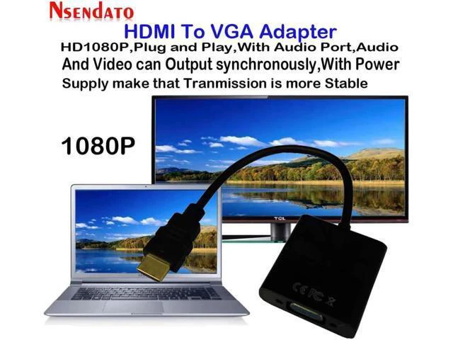Alt view image 4 of 6 - 5PCS HDMI To VGA Cable Adapter Digital to Analog Audio Video Cables HDMI VGA Con