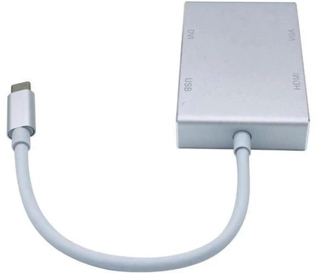 Alt view image 3 of 4 - 4 In 1 USB 3.1 USB-C Converter Cable USB C Type C to HDMI VGA DVI USB 3.0 Adapte
