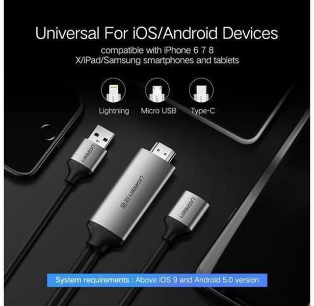 Alt view image 6 of 6 - HDMI Cable for iPhone 8 X 7 6s Plus iPad TV Android Phones to HDMI Adapter Full
