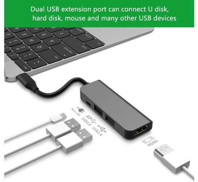 Alt view image 4 of 6 - Aomoproing Type-C Docking Station, USB3.0+USB2.0+Micro-USB+HDMI-Compatible Five-