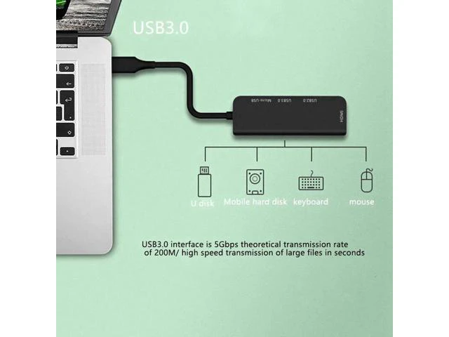 Alt view image 6 of 6 - Aomoproing Type-C Docking Station, USB3.0+USB2.0+Micro-USB+HDMI-Compatible Five-