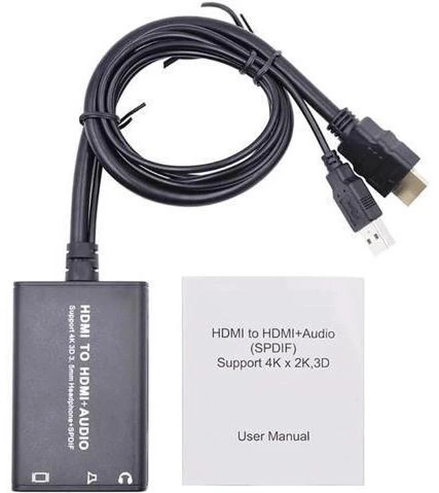 Alt view image 2 of 5 - 4K 3D HDMI to HDMI+SPDIF Audio Converter adapter Cable with USB cable For Xbox 3