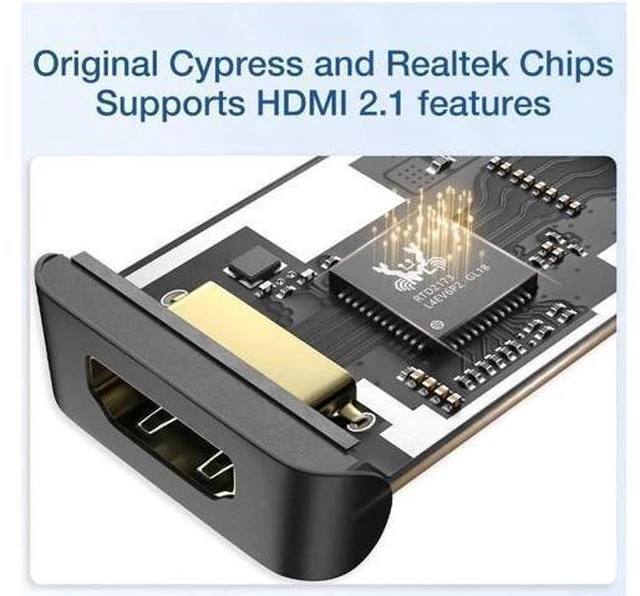 Alt view image 4 of 7 - USB C to HDMI Adapter 8K 60Hz Ultra HD Type-C to HDMI Video Converter Aluminum T