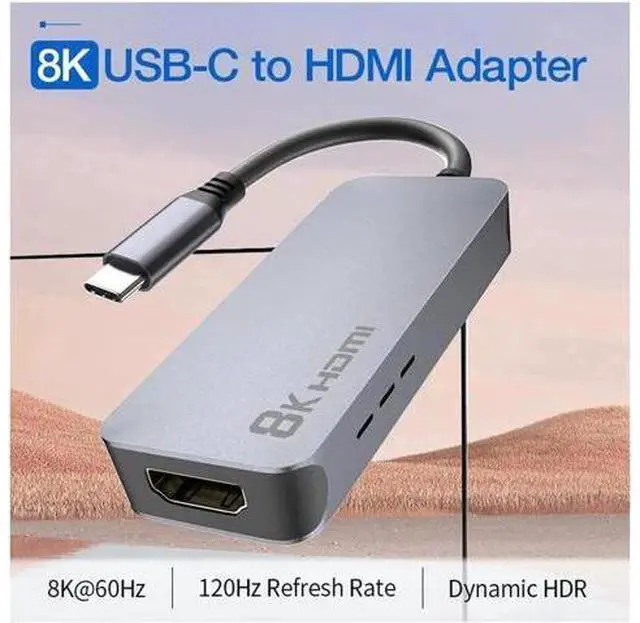 Alt view image 5 of 7 - USB C to HDMI Adapter 8K 60Hz Ultra HD Type-C to HDMI Video Converter Aluminum T