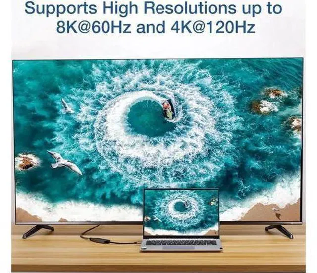 Alt view image 6 of 7 - USB C to HDMI Adapter 8K 60Hz Ultra HD Type-C to HDMI Video Converter Aluminum T