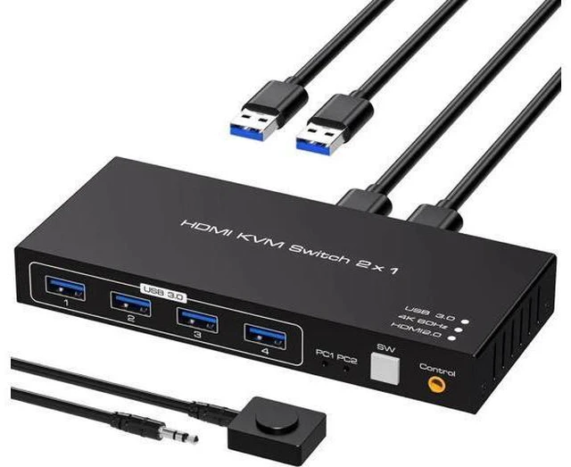 Main image of Aomoproing HDMI KVM Switch 2 Port 4K60Hz for 2 Computers Share 1 Monitor USB 3.0