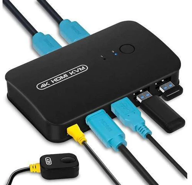 Main image of 2 Port HDMI USB KVM Switch Selector for 2 Computers Share Keyboard Mouse Printer