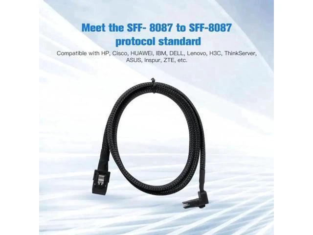 Alt view image 6 of 7 - SF-031 1m SFF-8087 Mini SAS 4i 36 Pin to 36Pin Right 90 Degree Angled