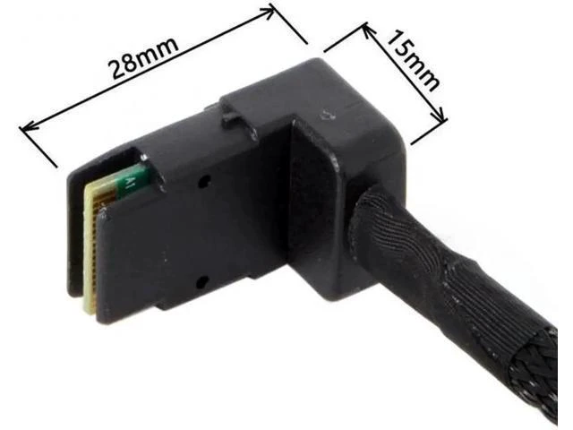 Alt view image 5 of 7 - SF-031 1m SFF-8087 Mini SAS 4i 36 Pin to 36Pin Right 90 Degree Angled