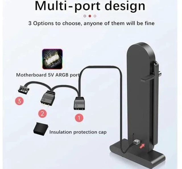 Alt view image 5 of 7 - Graphics Card Support Bracket, Height Adjustable RGB GPU Stand with Temperature