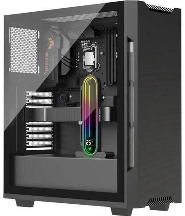 Alt view image 4 of 7 - Graphics Card Support Bracket, Height Adjustable RGB GPU Stand with Temperature
