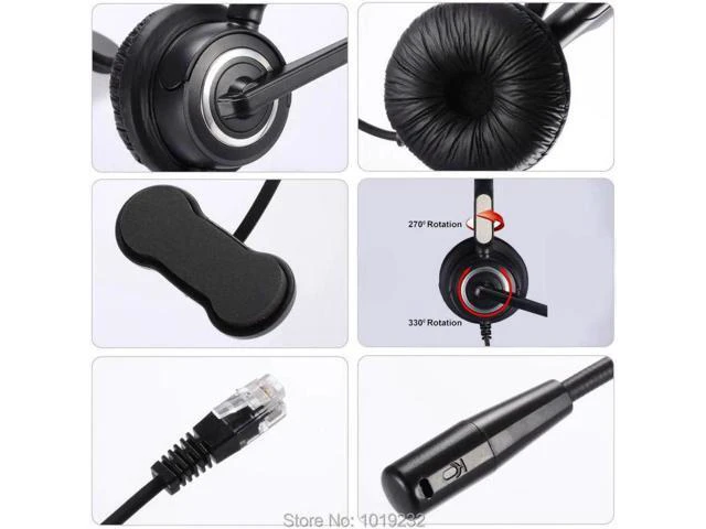 Alt view image 3 of 3 - RJ9/RJ11 plug headset Call center telephone headset ONLY for CISCO IP