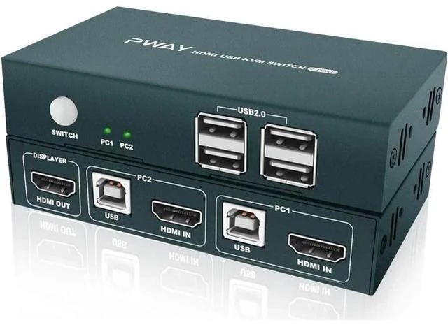 Main image of Switch HDMI 2 Port, 4 USB 2.0 Hub, UHD 4K @30Hz, Support Wireless Keyboard and M