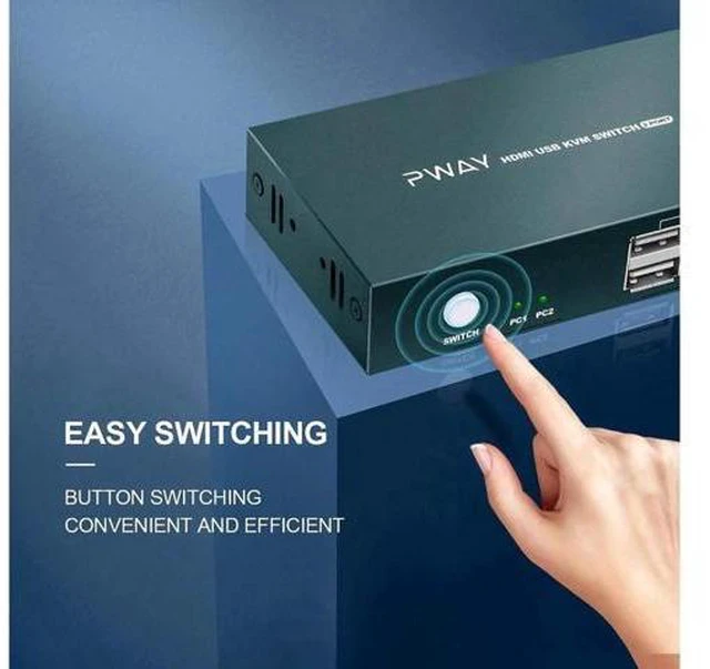Alt view image 4 of 7 - Switch HDMI 2 Port, 4 USB 2.0 Hub, UHD 4K @30Hz, Support Wireless Keyboard and M