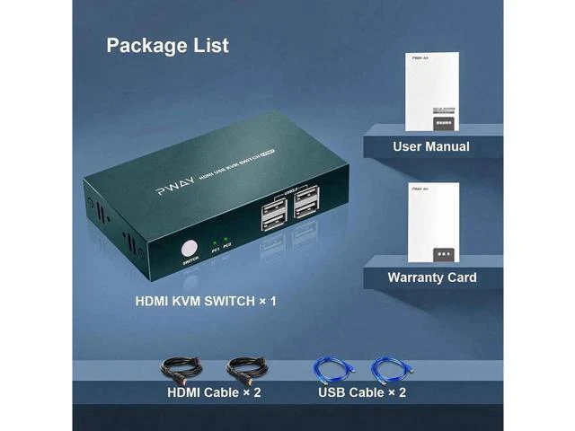 Alt view image 6 of 7 - Switch HDMI 2 Port, 4 USB 2.0 Hub, UHD 4K @30Hz, Support Wireless Keyboard and M