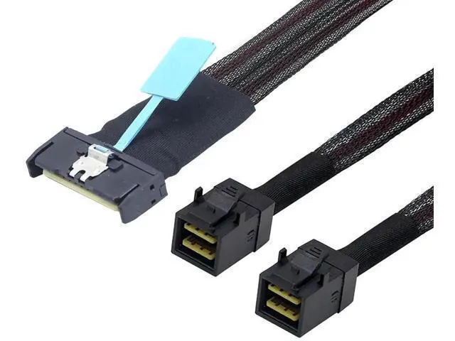 Alt view image 3 of 6 - PCIe Gen5 MCIO 8X 8i to Dual Mini SAS HD SFF-8643 Server Cable, 32G H
