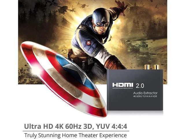 Alt view image 5 of 7 - Audio Extractor HDMI 2.0 to Optical TOSLINK SPDIF RCA L/R 3.5mm Headphone HDMI 2