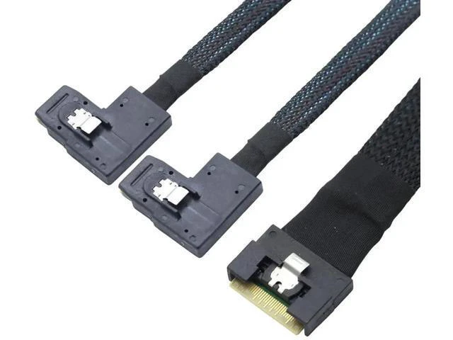 Alt view image 5 of 6 - Slimline SAS SFF-8654 8i to Dual SAS SFF-8087 Right-Angle Server Cabl