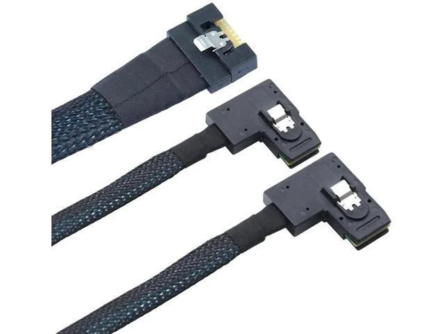 Alt view image 6 of 6 - Slimline SAS SFF-8654 8i to Dual SAS SFF-8087 Right-Angle Server Cabl