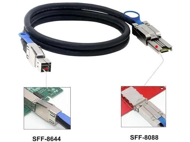 Alt view image 4 of 5 - Mini SAS HD Cable, Mini SAS SFF-8644 to SFF-8088 Cable, 6 Gbps, 2M/6