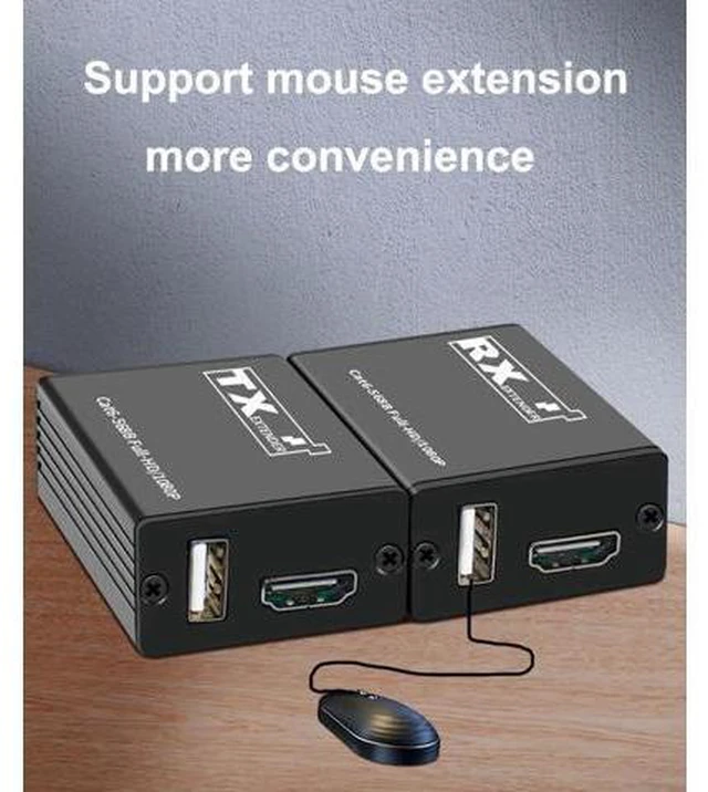 Alt view image 3 of 5 - 30M USB KVM HDMI Extender Over Cat6 Network Cable HDMI To Rj45 Ethernet Converte