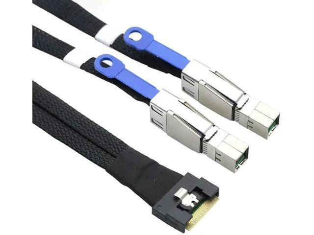 Alt view image 5 of 5 - Slimline SAS SFF 8654 8i to Dual SAS HD SFF 8644 Server Cable with Fu