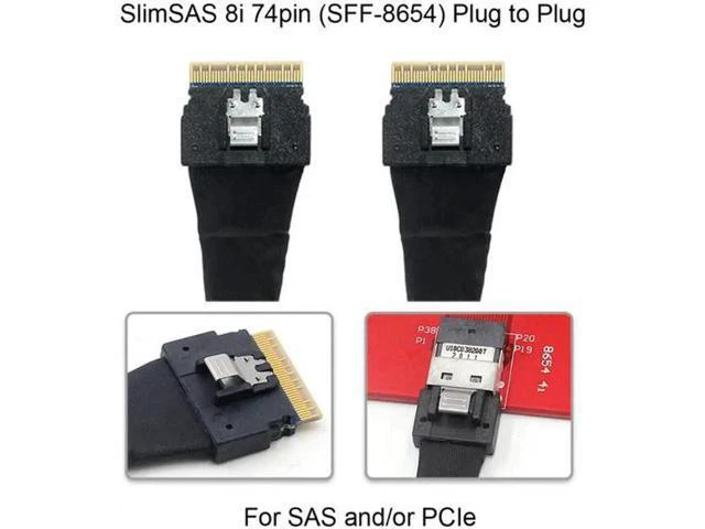 Alt view image 5 of 7 - SF-028 PCI-E Slimline SAS 4.0 SFF-8654 8i 74pin Host to SFF-8654 74Pi