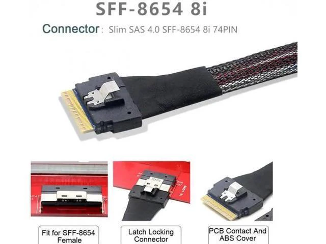 Alt view image 6 of 7 - SF-028 PCI-E Slimline SAS 4.0 SFF-8654 8i 74pin Host to SFF-8654 74Pi