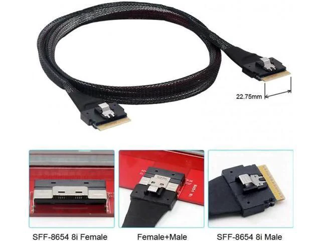 Alt view image 7 of 7 - SF-028 PCI-E Slimline SAS 4.0 SFF-8654 8i 74pin Host to SFF-8654 74Pi