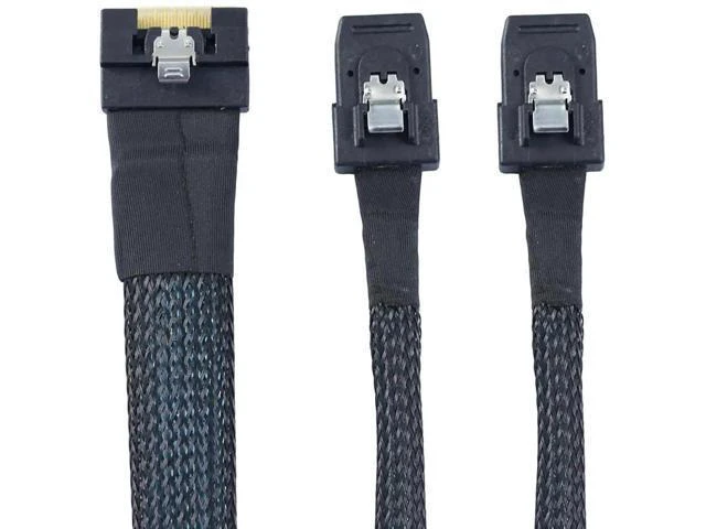 Alt view image 5 of 6 - SlimSAS SFF-8654 8i 4.0 to Dual SAS 8087 Cable \u2013 32AWG 24G High