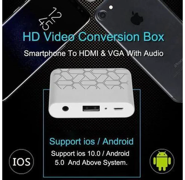 Alt view image 3 of 6 - USB To HDMI VGA Video Converter 1080p Smart Phone To VGA HDMI Digital AV Multipo