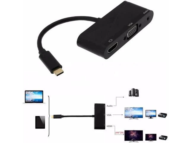 Alt view image 6 of 6 - USB 3.1 Type-C To HDMI VGA Audio HD High Definition Adapter Converter With Type-