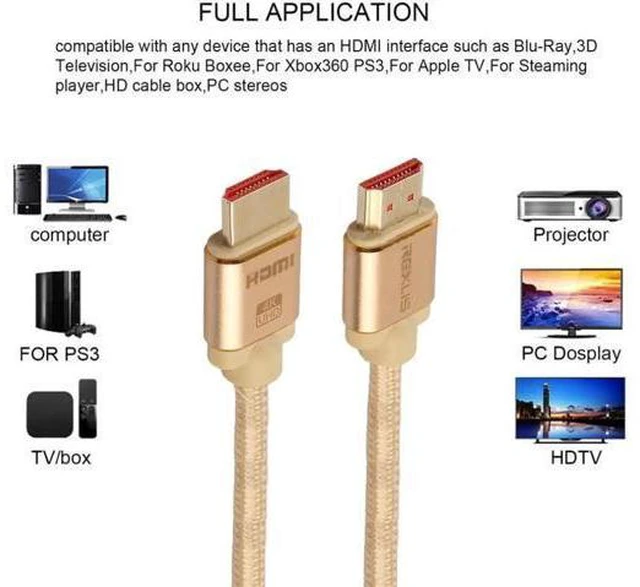 Alt view image 4 of 6 - Cable HDMI to HDMI Cable 5m HDMI 2.0 Cable Adapter 4K 3D 1080P for Apple TV Nint