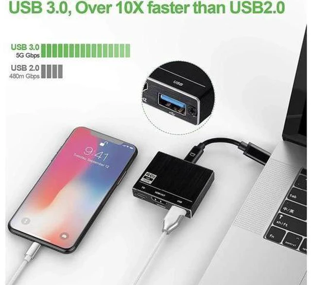 Alt view image 3 of 5 - 2019 100 W PD USB 3.1 Type C USB C to HDMI Adapter 4K 60Hz HDMI 2.0 USB C to HDM