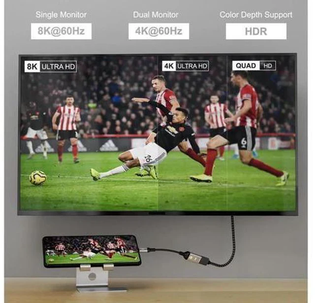 Alt view image 3 of 7 - USB Type C To HDMI Adapter Ultra HD 8K USB C HDMI 2.1 Male To Female Cable Thund