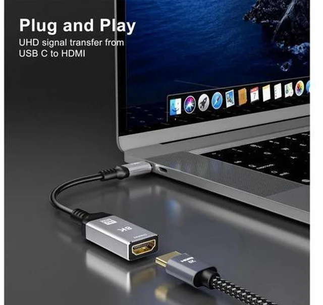 Alt view image 4 of 7 - USB Type C To HDMI Adapter Ultra HD 8K USB C HDMI 2.1 Male To Female Cable Thund