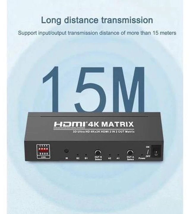 Alt view image 3 of 7 - 4K*2K@60Hz 2x2 HDMI Matrix Switcher 4K HDMI Video Switch SPDIF Stereo Audio Extr