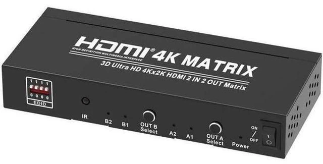 Alt view image 6 of 7 - 4K*2K@60Hz 2x2 HDMI Matrix Switcher 4K HDMI Video Switch SPDIF Stereo Audio Extr