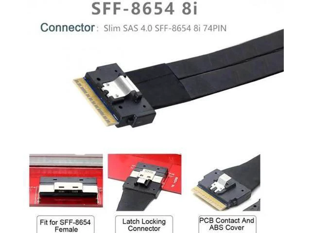 Alt view image 2 of 7 - SF-010 PCI-E Ultraport Slimline SAS Slim 4.0 SFF-8654 8i 74pin to Dua