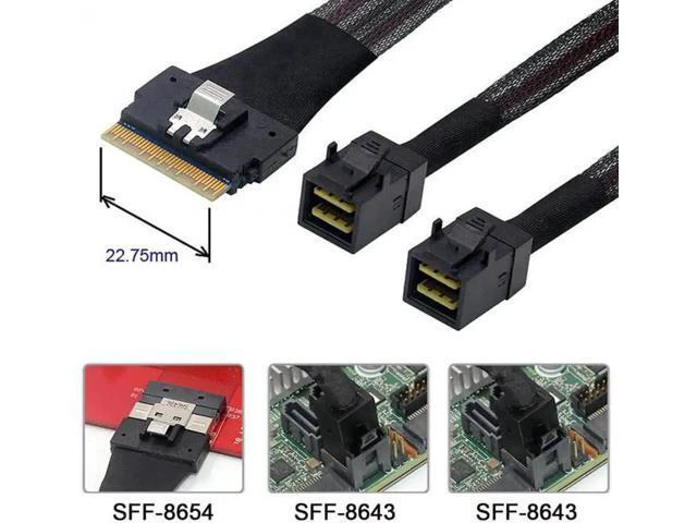 Alt view image 3 of 7 - SF-010 PCI-E Ultraport Slimline SAS Slim 4.0 SFF-8654 8i 74pin to Dua