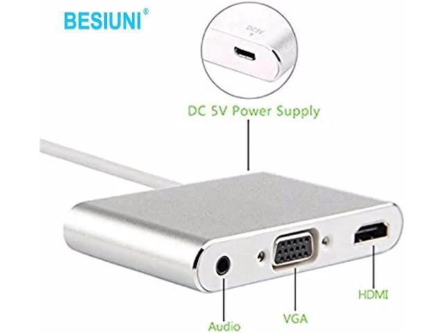 Alt view image 3 of 6 - lighting to hdmi vga audio adapter hdmi vga converter adapter USB Cable for Ipho